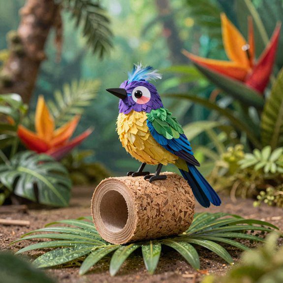 tropical bird on toilet roll