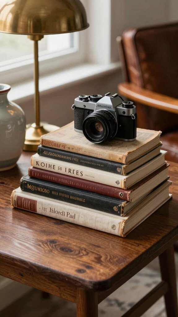 vintage books as decor