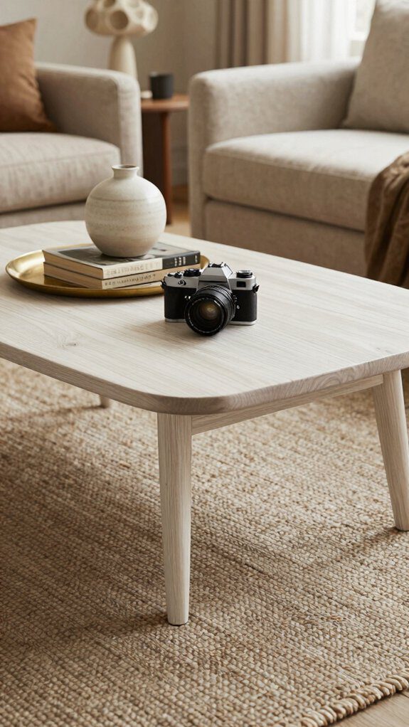 vintage white oak coffee table