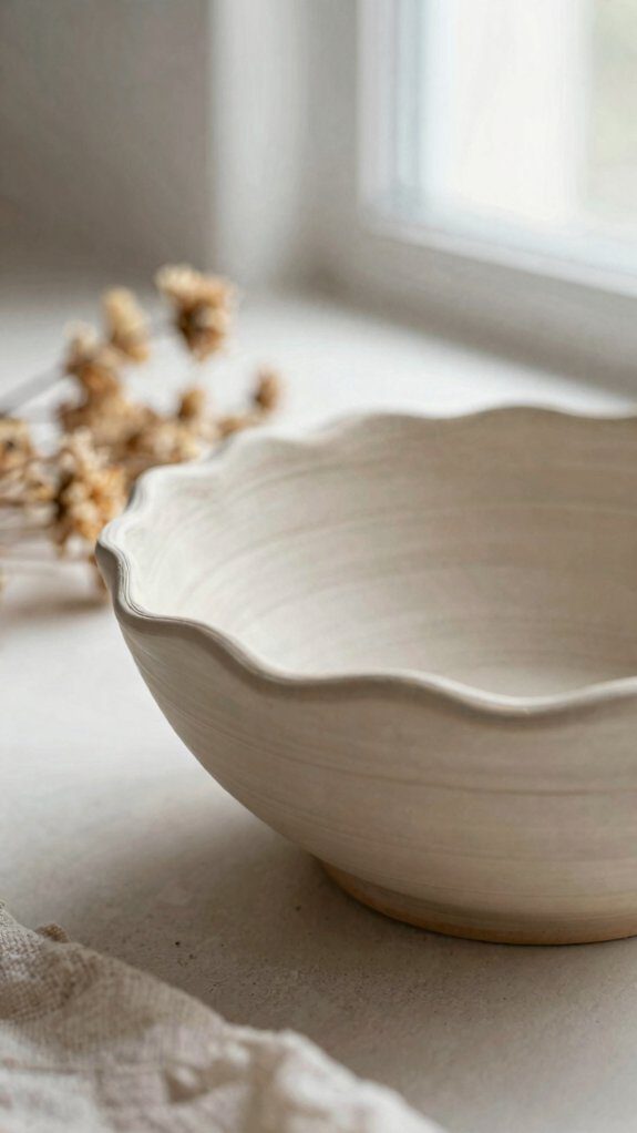 wavy hand painted air dry bowl