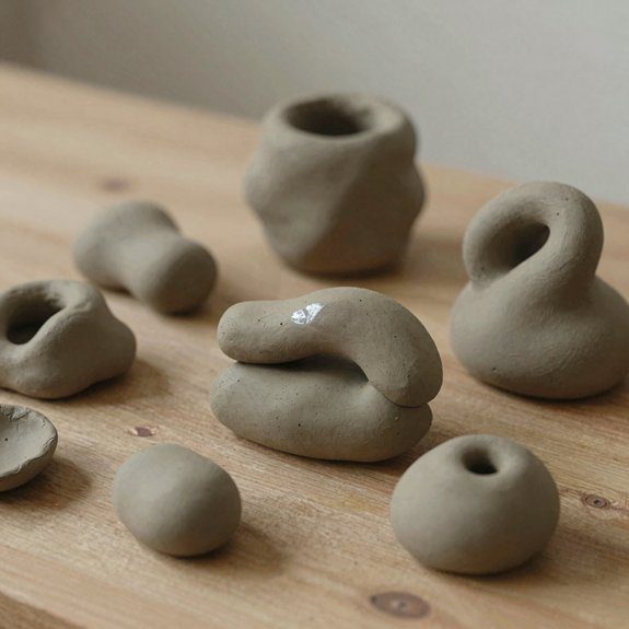 abstract clay sculpture foil swirls