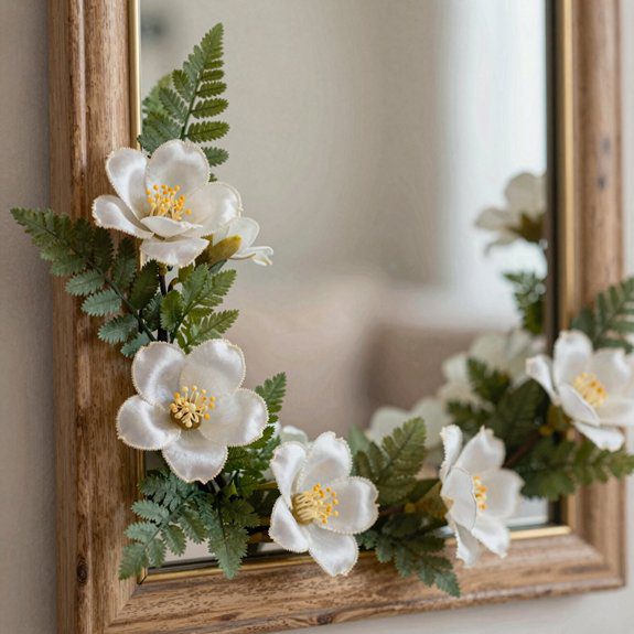 artificial floral mirror frame