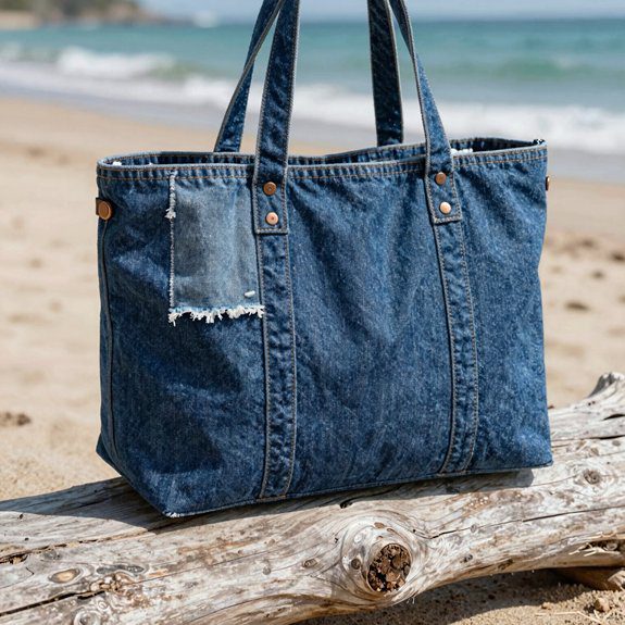 Denim Bag Ideas From Old Jeans That Look Stylish and Sellable 8 beginner denim beach bag hack