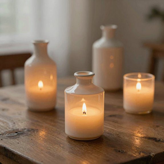Bottle Candle Holder Ideas That Create Warm and Aesthetic Lighting 4 burgundy gold painted bottle centerpiece