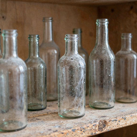 chalk painted vintage glass bottles
