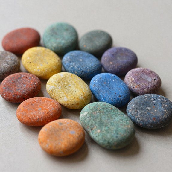 cheerful rainbow striped rocks