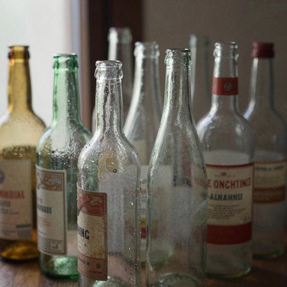 colored vintage bottle reflections