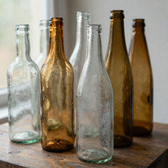 cozy clustered glass bottle decor