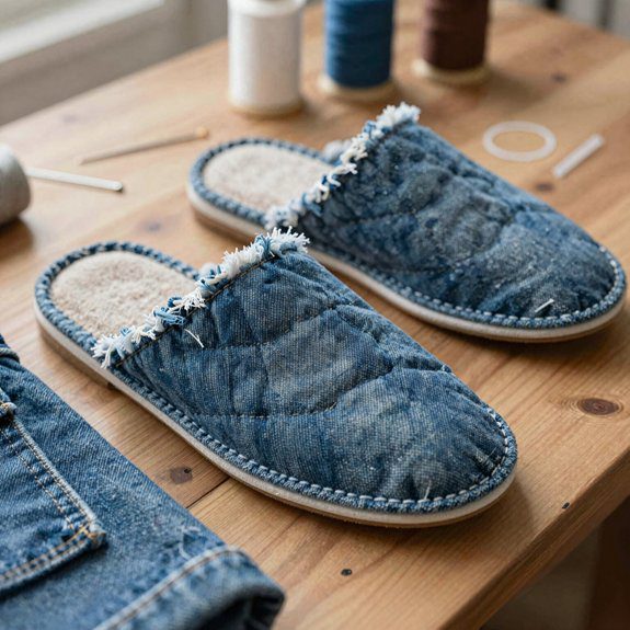 DIY With Old Jeans That Turn Worn Denim Into Useful and Stylish Pieces 19 cozy diy denim slippers
