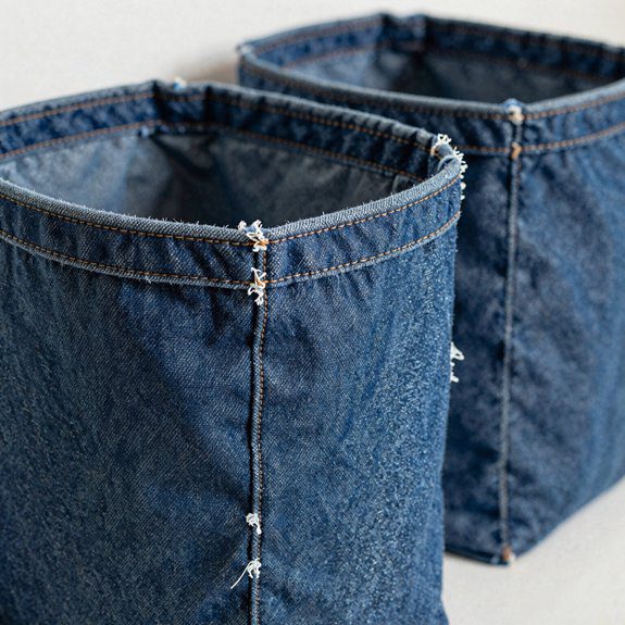 DIY With Old Jeans That Turn Worn Denim Into Useful and Stylish Pieces 4 denim braided upcycled storage basket