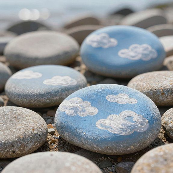 dreamy sky painted rocks