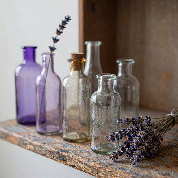 dried lavender vintage bottle decor