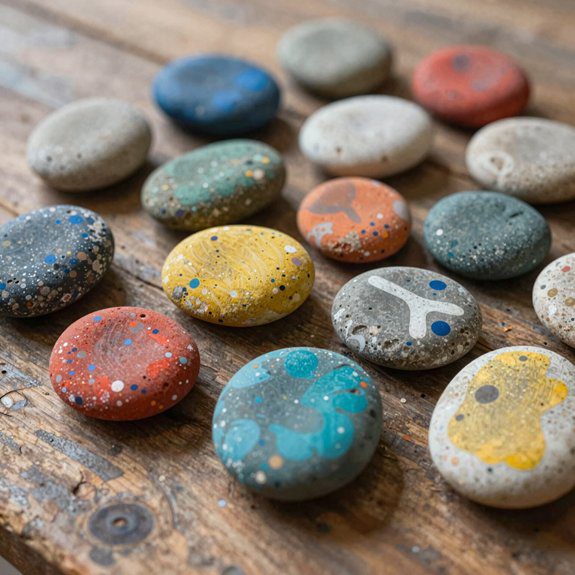 flicked acrylic splash rock art