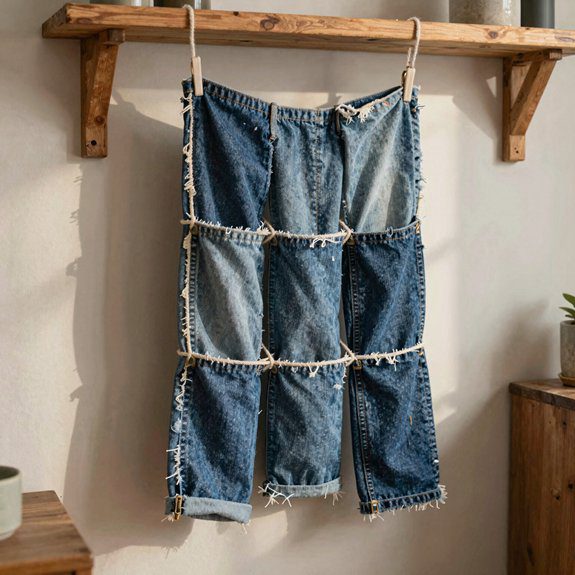 DIY With Old Jeans That Turn Worn Denim Into Useful and Stylish Pieces 13 hanging jean leg organizer