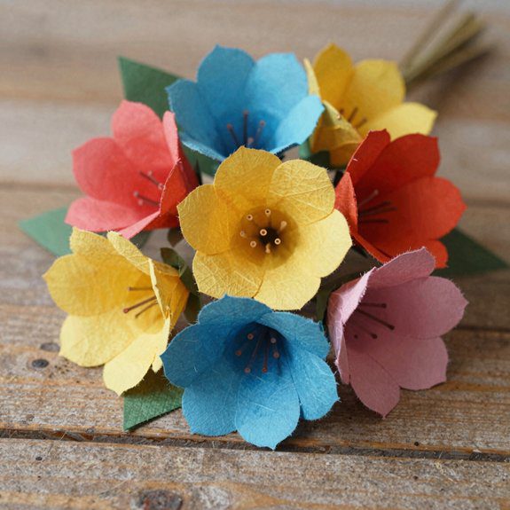 kid made paper flower bouquets