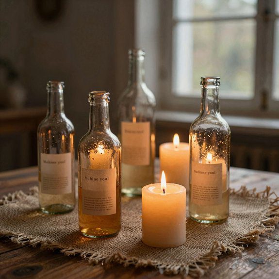 Bottle Candle Holder Ideas That Create Warm and Aesthetic Lighting 10 layered wine bottle glow cluster