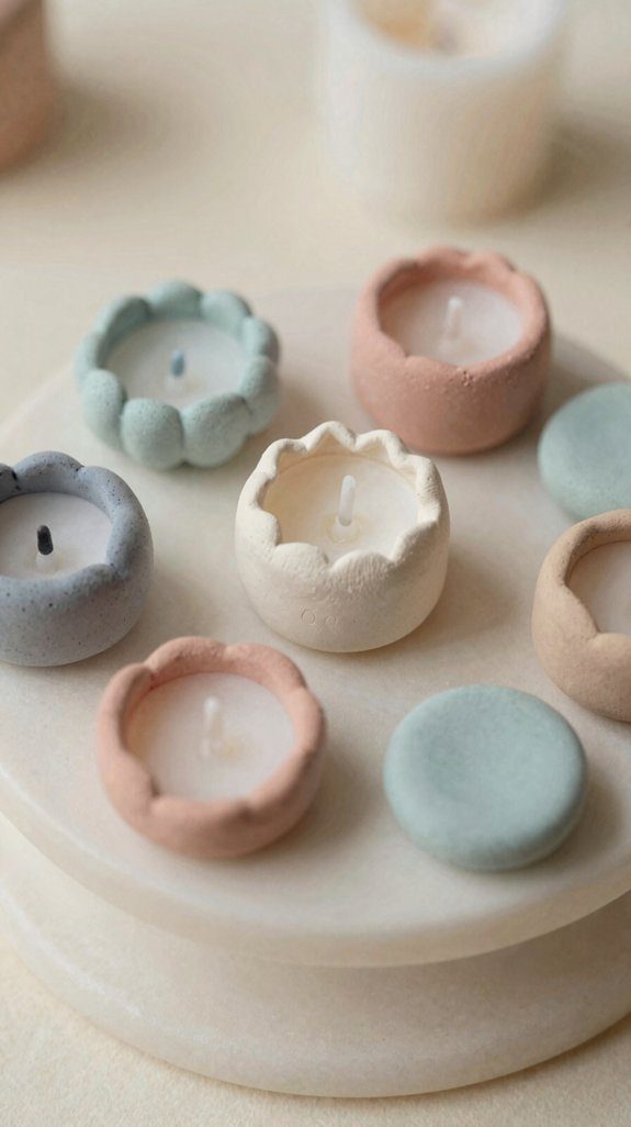 mini air dry clay candle bases