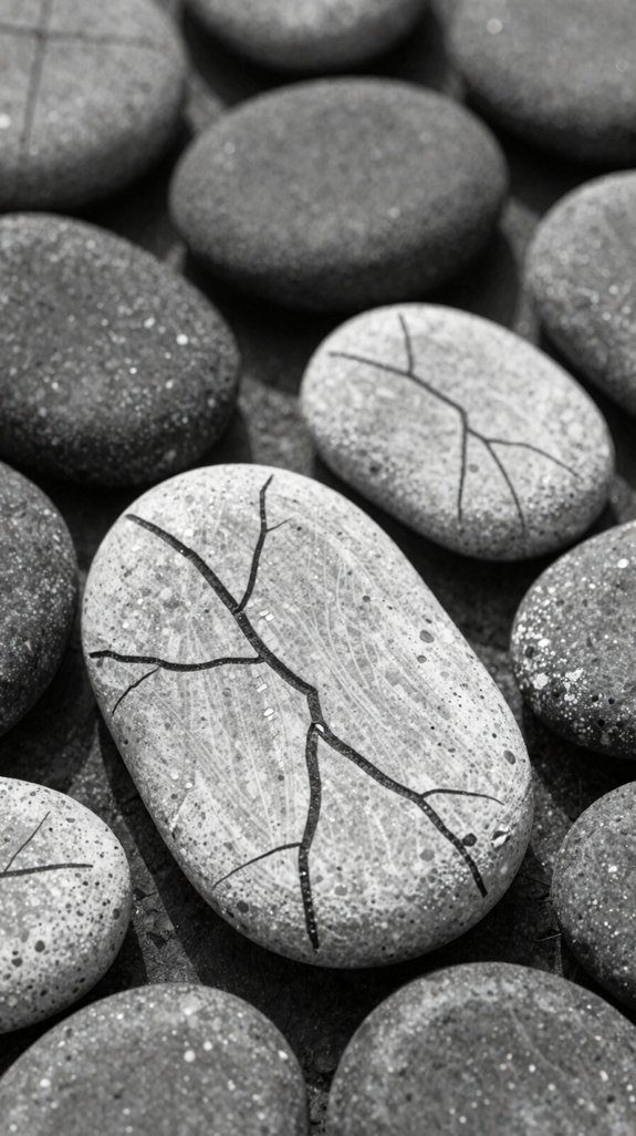 minimal black and white stone line art