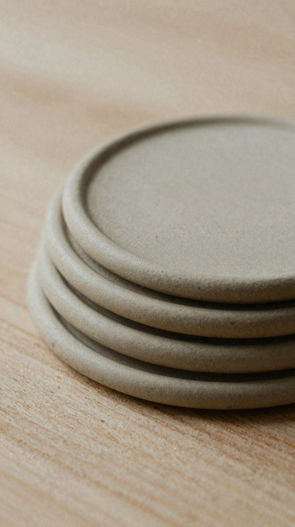 minimal textured clay coasters