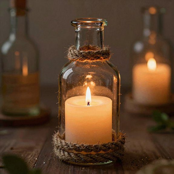 Bottle Candle Holder Ideas That Create Warm and Aesthetic Lighting 3 nautical rope wrapped candle bottle