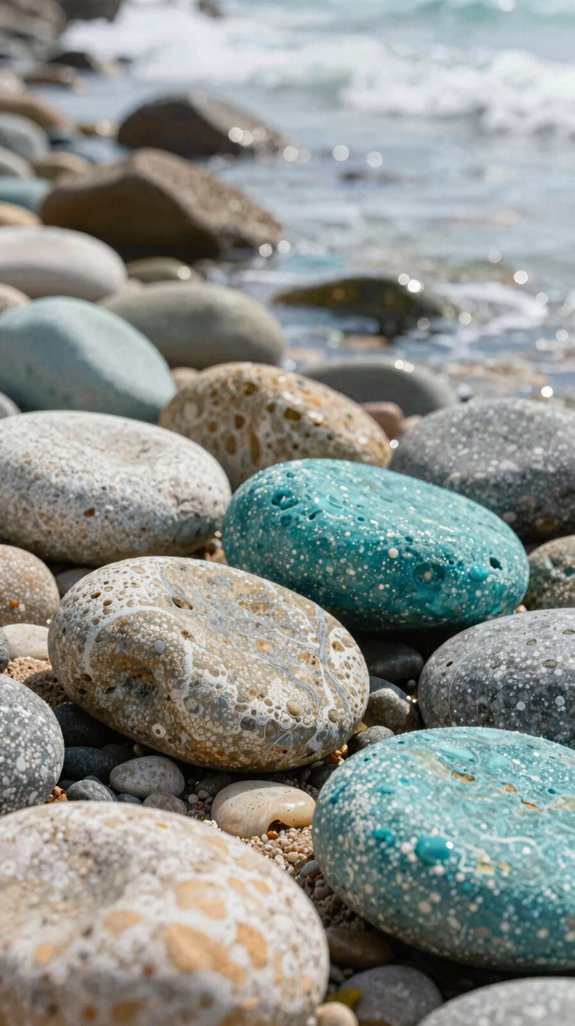 ocean themed coastal painted rocks