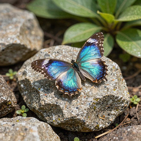 painted butterfly rock garden