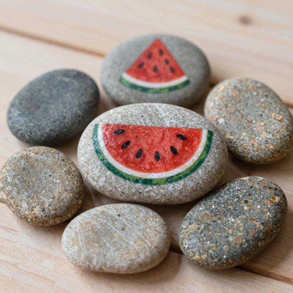 painted watermelon rocks with sealer