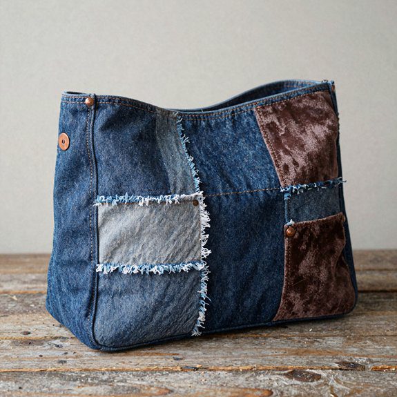 Denim Bag Ideas From Old Jeans That Look Stylish and Sellable 5 patchwork upcycled denim handbag