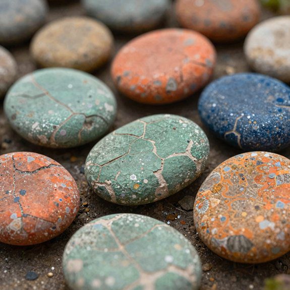 rustic neutral painted garden stones
