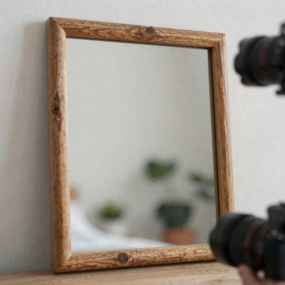 rustic wooden stick mirror frame