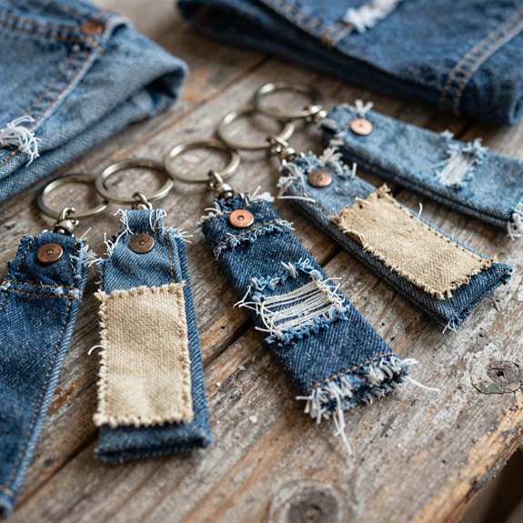 DIY With Old Jeans That Turn Worn Denim Into Useful and Stylish Pieces 16 scrap denim stitch keychain
