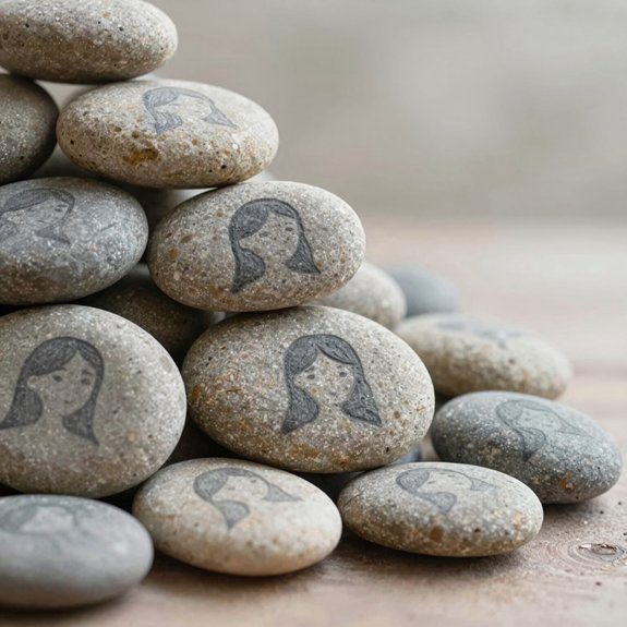 simple line face rock art