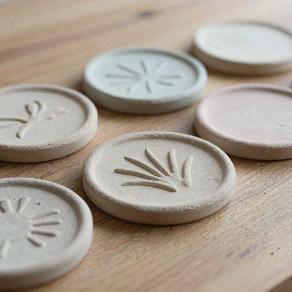 textured clay coaster stamping tutorial