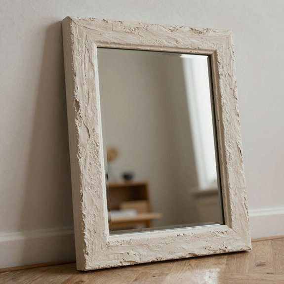 textured plaster mirror frame