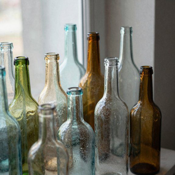 thrifted glass bottle window cluster