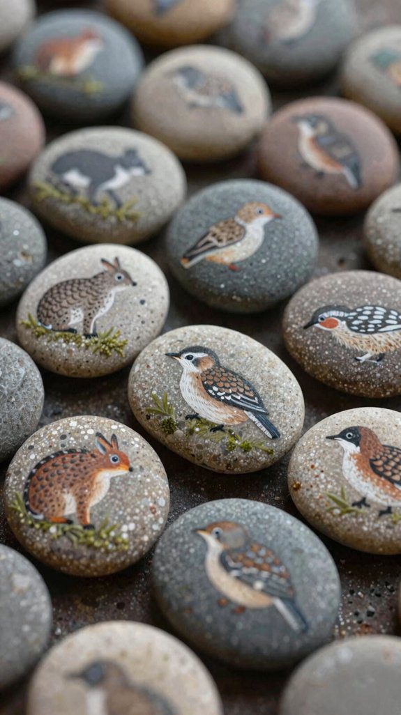 tiny animal rock paintings