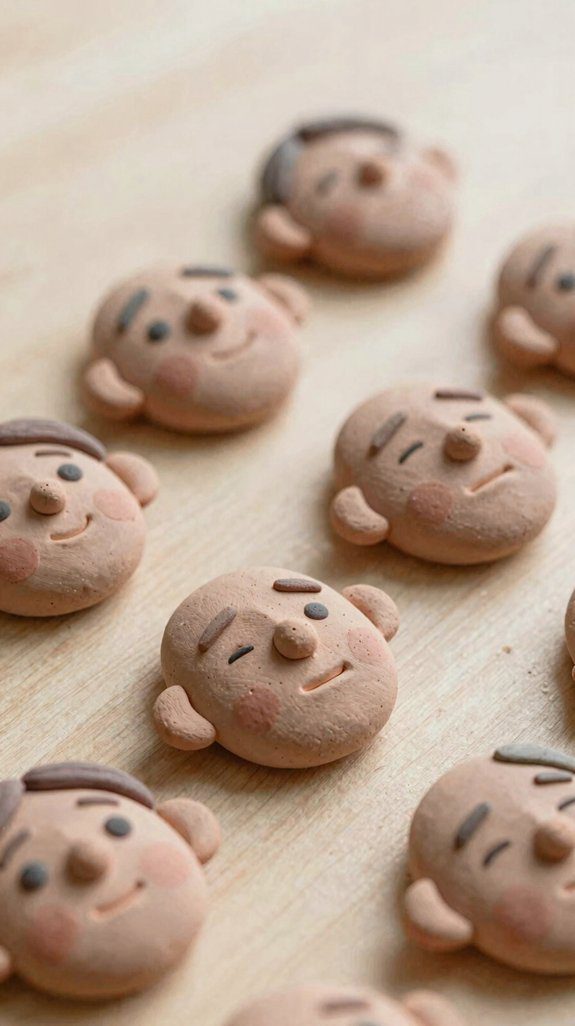 tiny clay faces with expressions