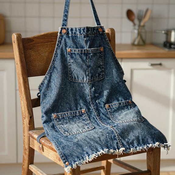 DIY With Old Jeans That Turn Worn Denim Into Useful and Stylish Pieces 5 upcycled denim apron with pockets