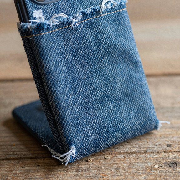 DIY With Old Jeans That Turn Worn Denim Into Useful and Stylish Pieces 12 upcycled denim phone stand