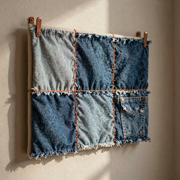 DIY With Old Jeans That Turn Worn Denim Into Useful and Stylish Pieces 9 upcycled denim pocket wall organizer