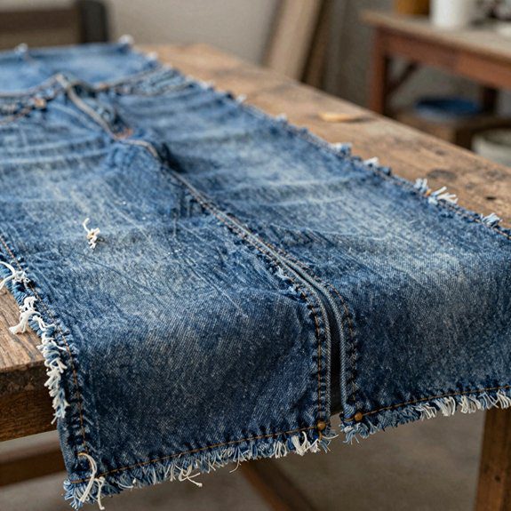 DIY With Old Jeans That Turn Worn Denim Into Useful and Stylish Pieces 17 upcycled denim table runner