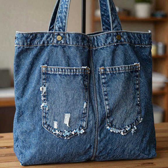 DIY With Old Jeans That Turn Worn Denim Into Useful and Stylish Pieces 2 upcycled jean back pocket tote