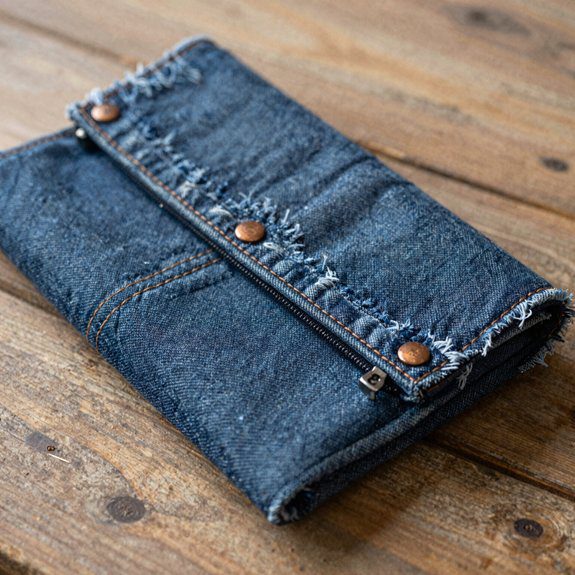 Denim Bag Ideas From Old Jeans That Look Stylish and Sellable 11 upcycled jeans foldover clutch