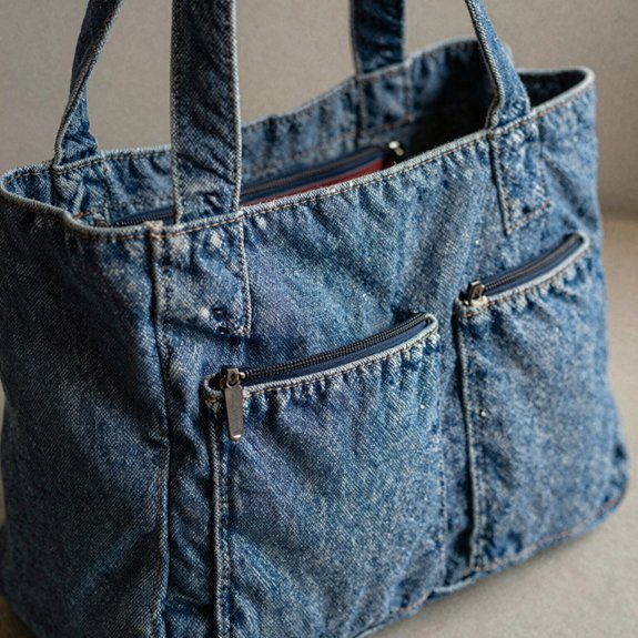 Denim Bag Ideas From Old Jeans That Look Stylish and Sellable 14 upcycled jeans pocket organizer bag
