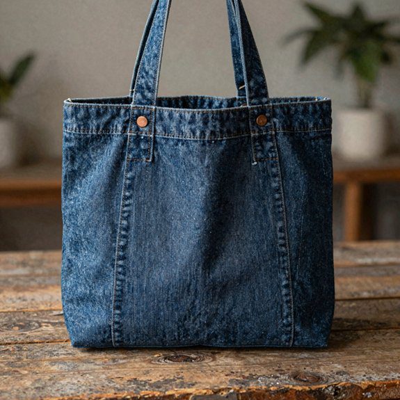 Denim Bag Ideas From Old Jeans That Look Stylish and Sellable 2 upcycled jeans tote with pocket
