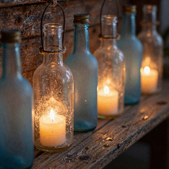 Bottle Candle Holder Ideas That Create Warm and Aesthetic Lighting 6 upside down wine bottle lantern