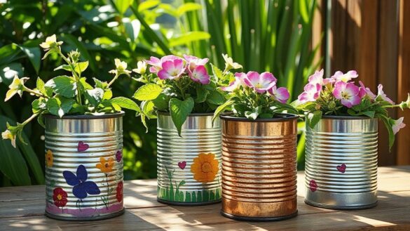 stylish upcycled tin planters
