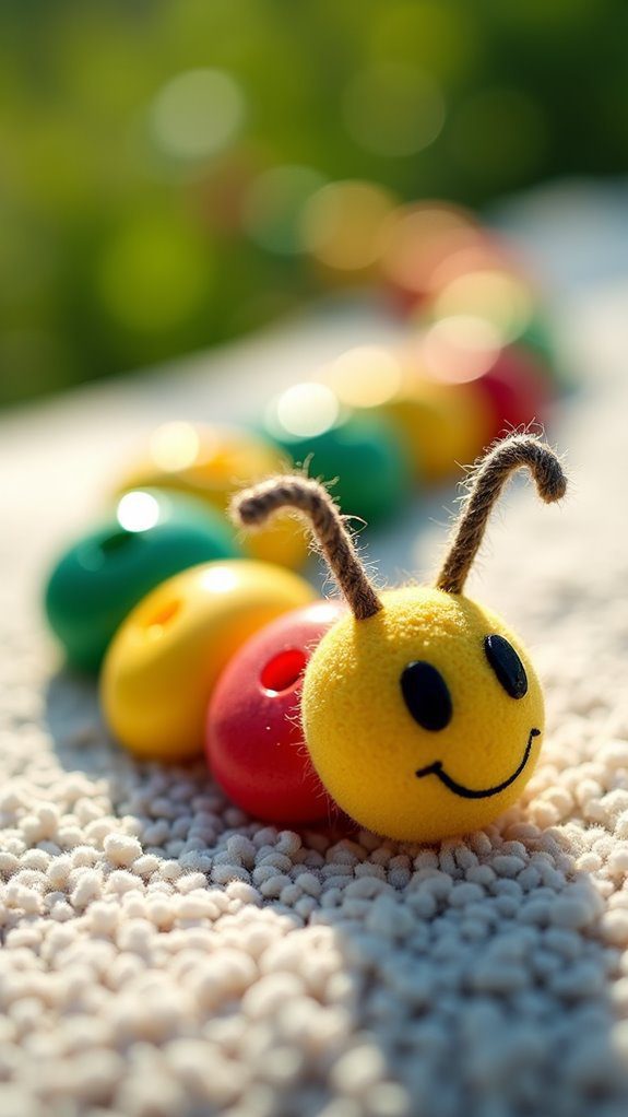 colorful button caterpillar craft