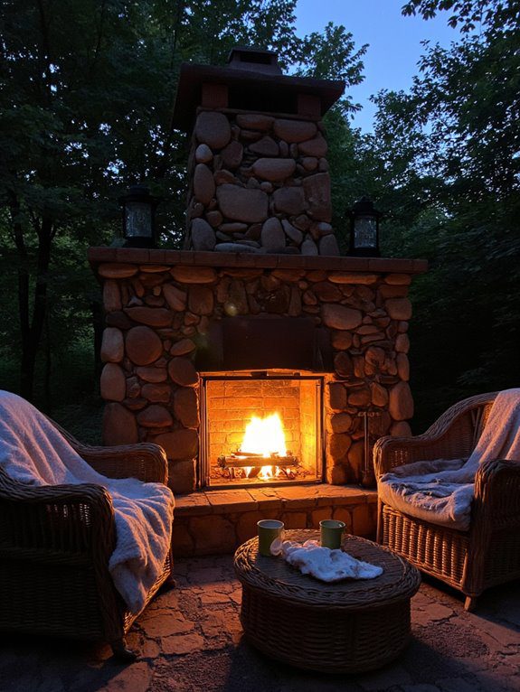 cozy natural stone fireplaces