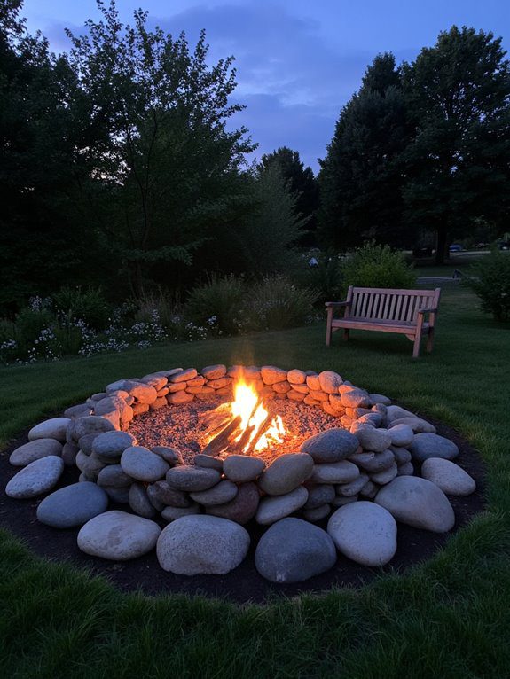 cozy stone fire pit design